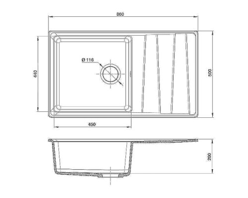 Кухонная мойка GranFest Level GF-LV-860L Графит