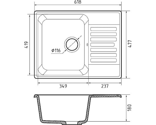 Кухонная мойка GranFest Quarz GF-Z13 Темно-серая
