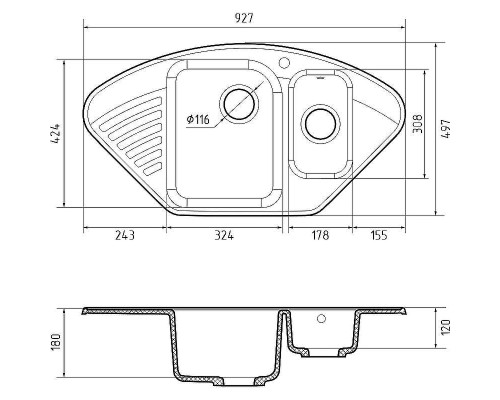 Кухонная мойка GranFest Quarz GF-Z14 Темно-серая
