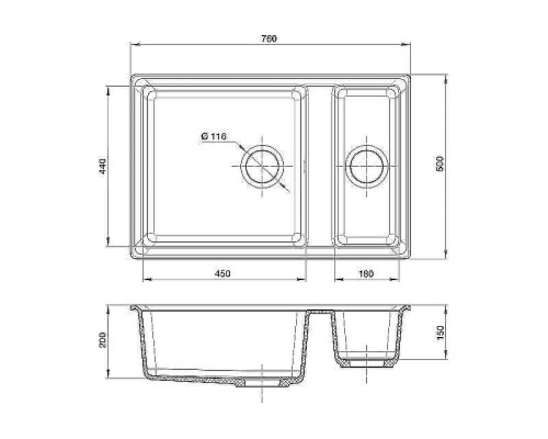 Кухонная мойка GranFest Level GF-LV-760K Топаз