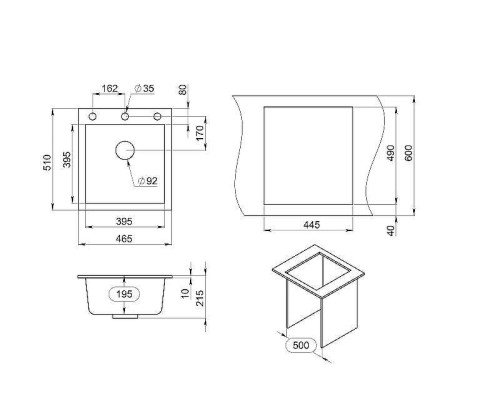 Кухонная мойка Granula 46 4651 цвет Графит