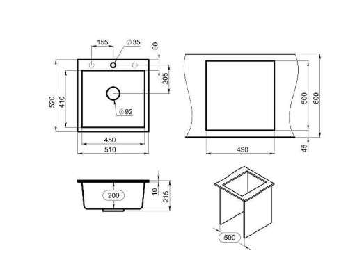 Кухонная мойка Granula 51 5102 цвет Черный