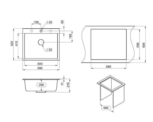 Кухонная мойка Granula 60 6001 цвет Пирит