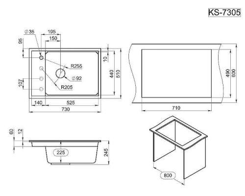 Кухонная мойка Granula Kitchen Space 73 7305 цвет Черный