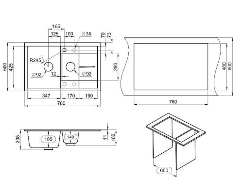 Кухонная мойка Granula 78 7802 цвет Песок