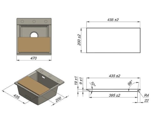 Кухонная мойка Granula Estetica 47 4701 цвет Арктик