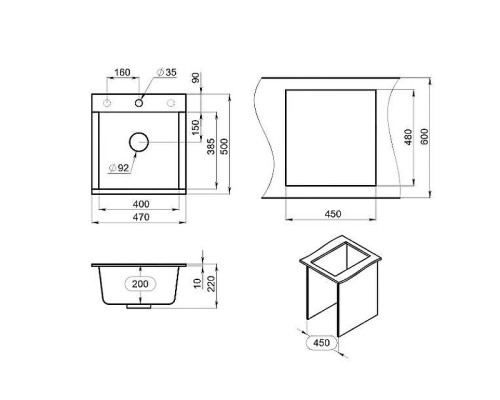 Кухонная мойка Granula Estetica 47 4701 цвет Черный