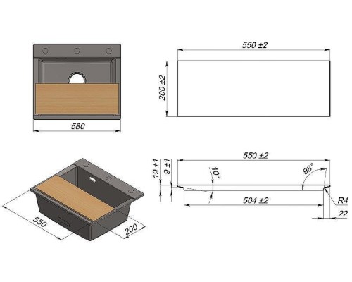 Кухонная мойка Granula Estetica 58 5804 цвет Арктик