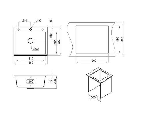 Кухонная мойка Granula Estetica 58 5804 цвет Базальт