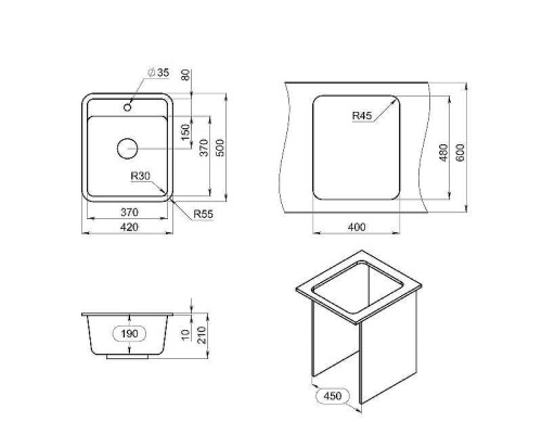 Кухонная мойка Granula Standart 42 4202 цвет Базальт