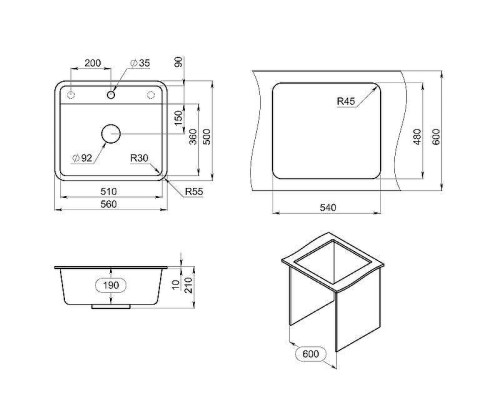 Кухонная мойка Granula Standart 56 5601 цвет Белый