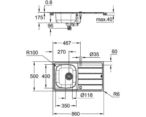 Кухонная мойка Grohe K200 86 31552SD1 Нержавеющая сталь