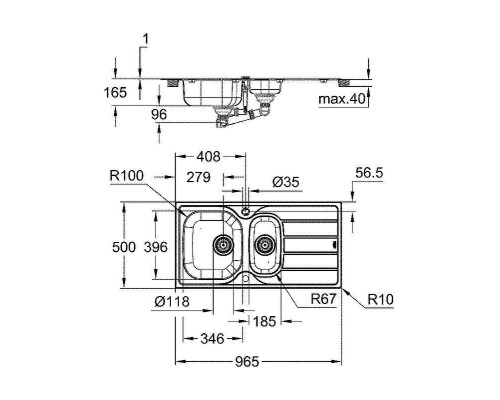 Кухонная мойка Grohe K200 96 31564SD1 Нержавеющая сталь