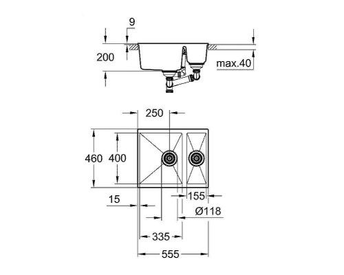 Кухонная мойка Grohe K500 56 31648AP0 Черный гранит