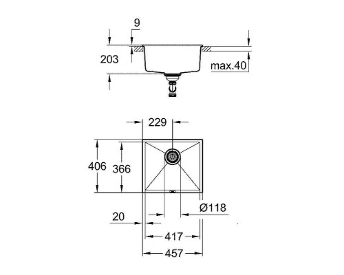 Кухонная мойка Grohe K700 46 31653AP0 Черный гранит