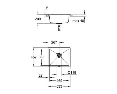 Кухонная мойка Grohe K700 53 31654AP0 Черный гранит
