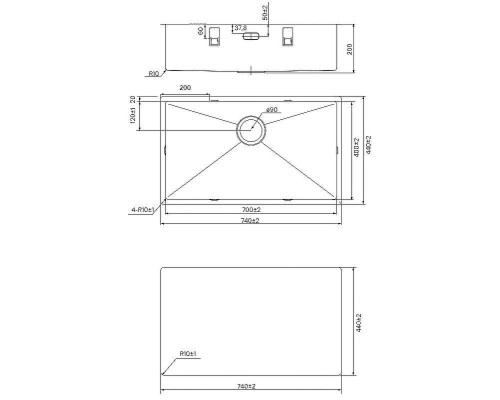 Кухонная мойка Iddis Edifice 74 EDI74B0i77 Золото матовое