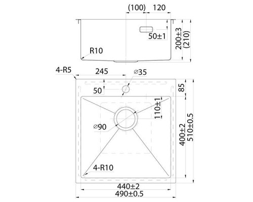 Кухонная мойка Iddis Haze 49 HAZ49GMi77 Графит матовый