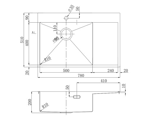 Кухонная мойка Lemark Kezadra 780L 9938150 цвет Светлое золото