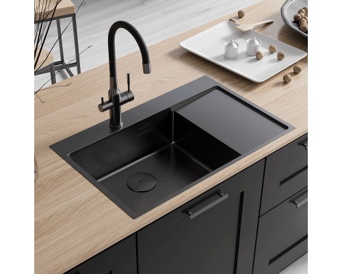 Кухонная мойка Lemark Kezadra 780L 9932152 цвет Черный матовый
