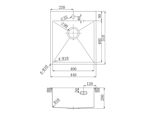 Кухонная мойка Lemark Janga 440 9932104 цвет Черный матовый