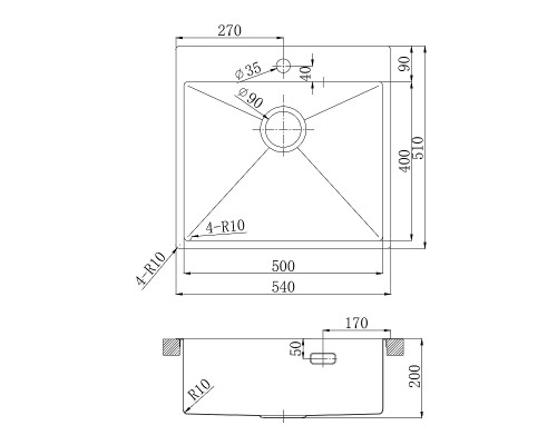 Кухонная мойка Lemark Janga 540 9938110 цвет Светлое золото