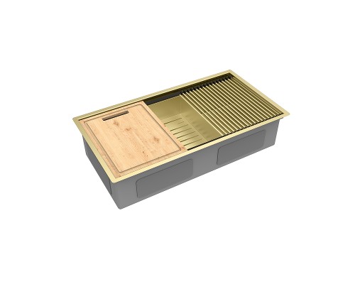 Кухонная мойка Lemark Tabaga 820 9938134 цвет Светлое золото