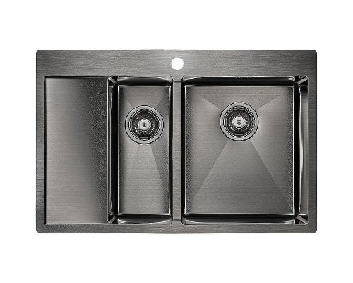 Кухонная мойка Paulmark Kroner 78/2SF PM227851-GMR Вороненая сталь