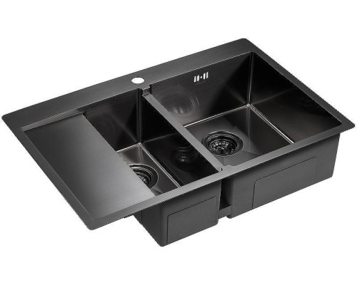 Кухонная мойка Paulmark Kroner 78/2SF PM227851-GMR Вороненая сталь