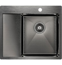 Кухонная мойка Paulmark Kroner 59F PM225951-GMR Вороненая сталь