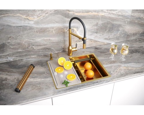 Кухонная мойка Paulmark Next-Multi Sink 58 Uni PM785845-BG цвет Брашированное золото