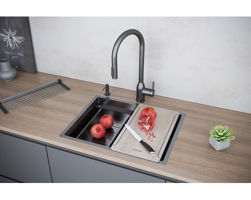 Кухонная мойка Paulmark Next-Multi Sink 58 Uni PM785845-GM цвет Вороненая сталь
