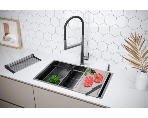 Кухонная мойка Paulmark Next-Multi Sink 74 Uni PM787445-GM цвет Вороненая сталь