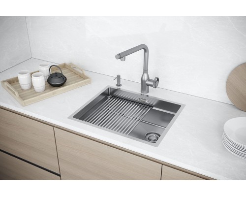 Кухонная мойка Paulmark Next-Pro 54 Uni PM705445-BS цвет Брашированная сталь