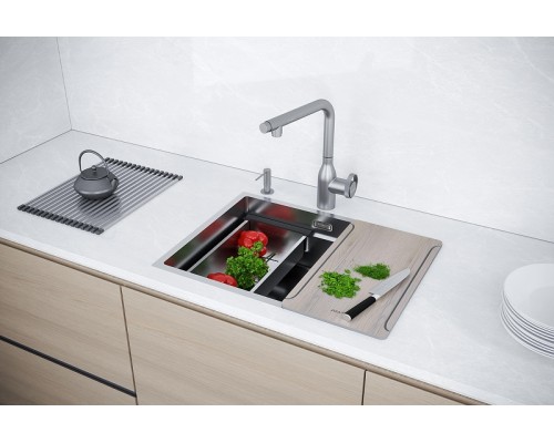 Кухонная мойка Paulmark Next-Pro 54 Uni PM705445-BS цвет Брашированная сталь
