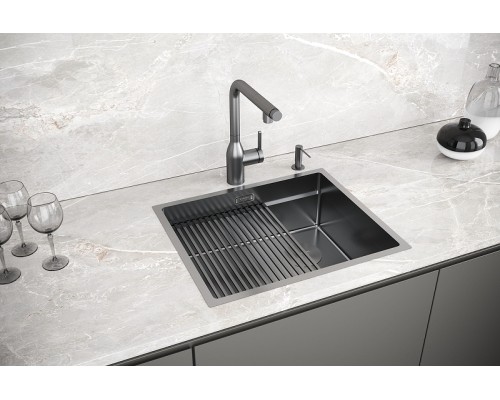 Кухонная мойка Paulmark Next-Pro 54 Uni PM705445-GM цвет Вороненая сталь