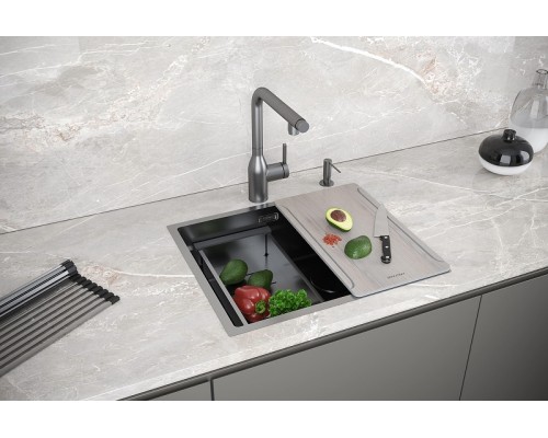 Кухонная мойка Paulmark Next-Pro 54 Uni PM705445-GM цвет Вороненая сталь