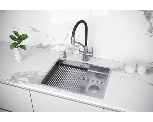 Кухонная мойка Paulmark Next-Pro 58 Uni PM705845-BS цвет Брашированная сталь