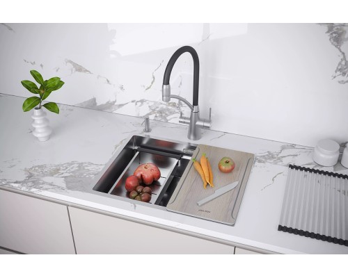 Кухонная мойка Paulmark Next-Pro 58 Uni PM705845-BS цвет Брашированная сталь
