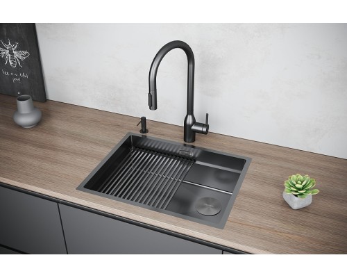 Кухонная мойка Paulmark Next-Pro 58 Uni PM705845-GM цвет Вороненая сталь