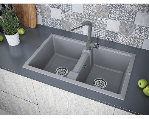 Кухонная мойка Paulmark Tandem 80/2 PM238150-GRM Серый металлик
