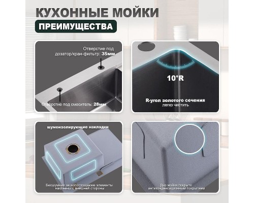 Кухонная мойка Splenka 78 R S705.7850.05 цвет Сатин