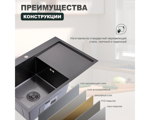 Кухонная мойка Splenka 78 R S705.7850.09 цвет Графит