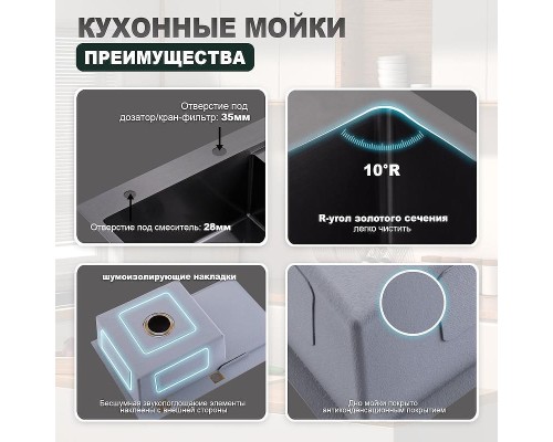 Кухонная мойка Splenka 78 R S705.7850.09 цвет Графит