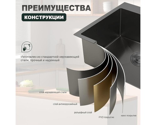 Кухонная мойка Splenka 60 S702.6050.09 цвет Графит