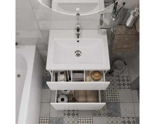 Тумба под раковину 1MarKa Aris 60Н Ц0000035775 цвет Белая аляска Белый глянец