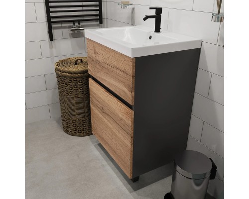 Тумба под раковину 1MarKa Aris 70Н Ц0000035781 цвет Антрацит Дуб крафт золотой