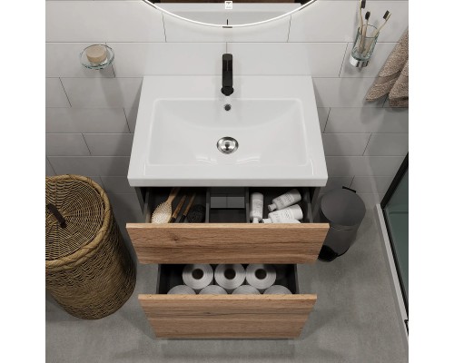 Тумба под раковину 1MarKa Aris 70Н Ц0000035781 цвет Антрацит Дуб крафт золотой