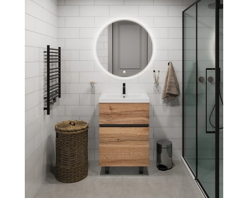 Тумба под раковину 1MarKa Aris 70Н Ц0000035781 цвет Антрацит Дуб крафт золотой