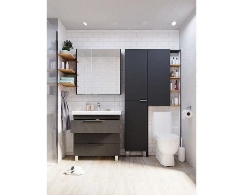 Зеркальный шкаф 1MarKa Gaula 80 У92543 Графит матовый